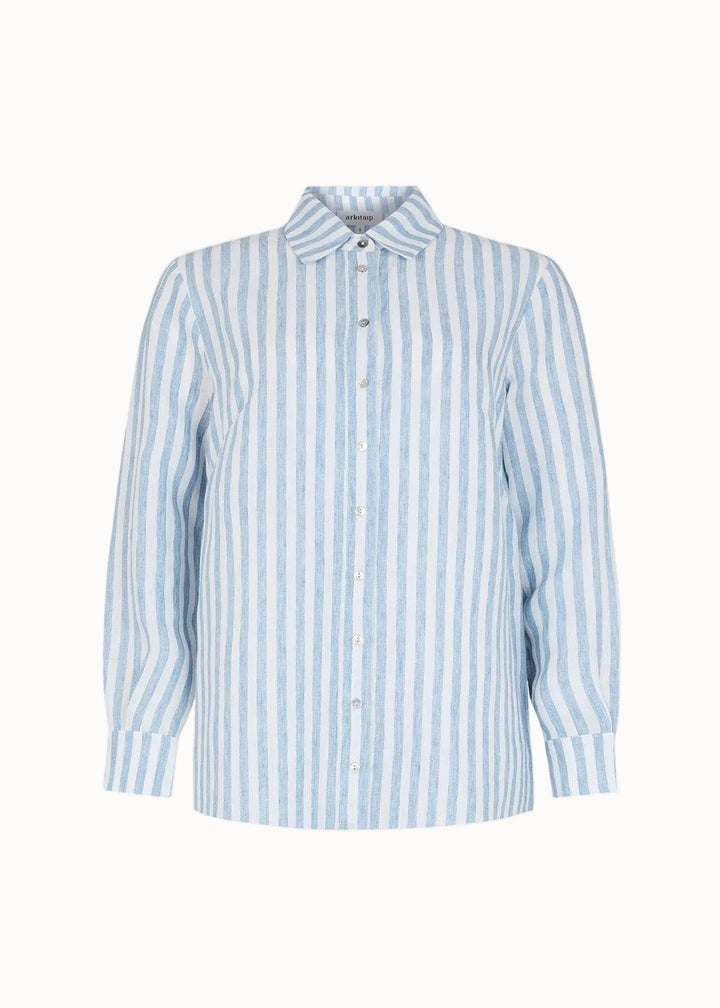 The Gina Oversized Shirt in striped blue