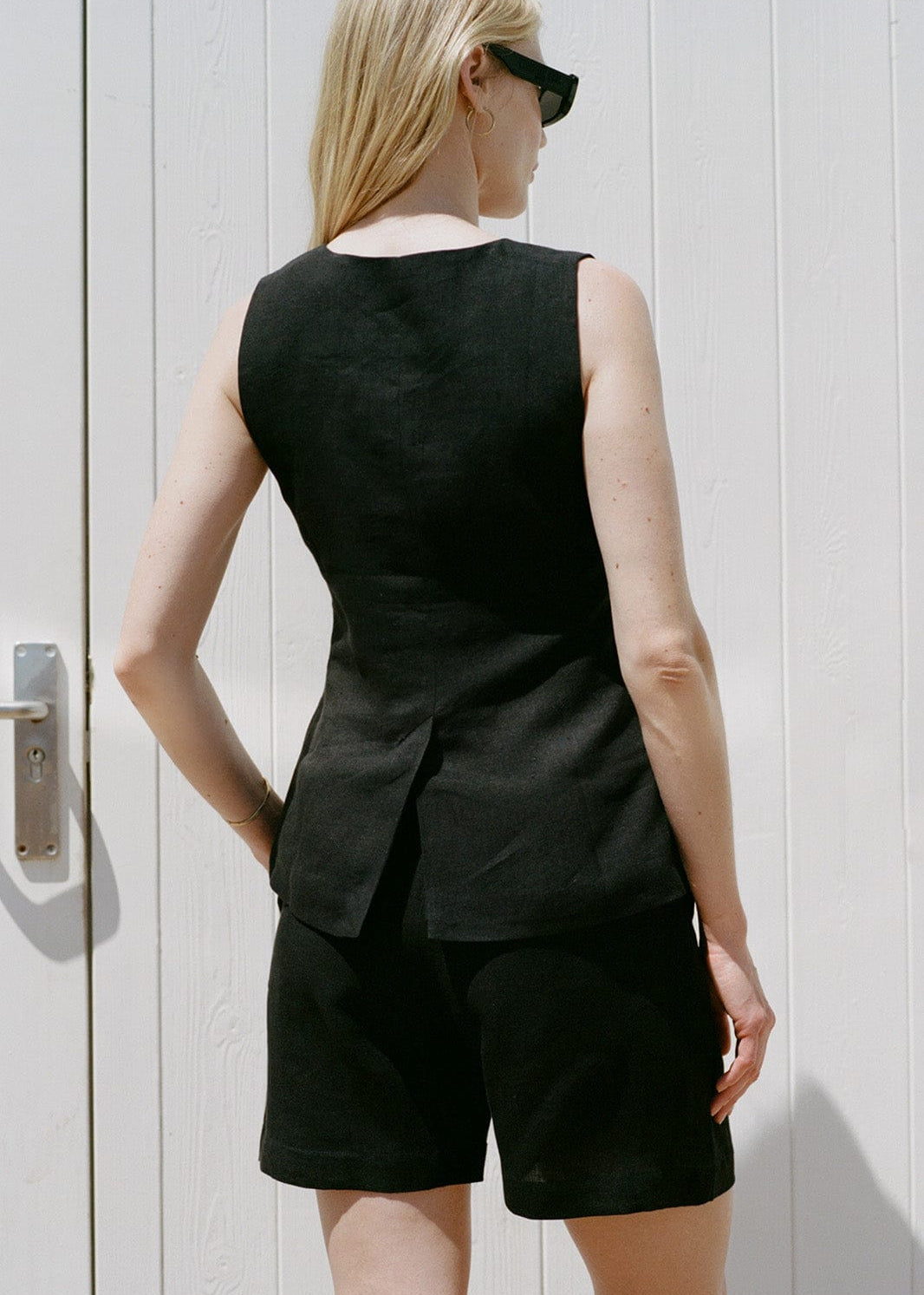 The Rosalie Buttoned Vest in black