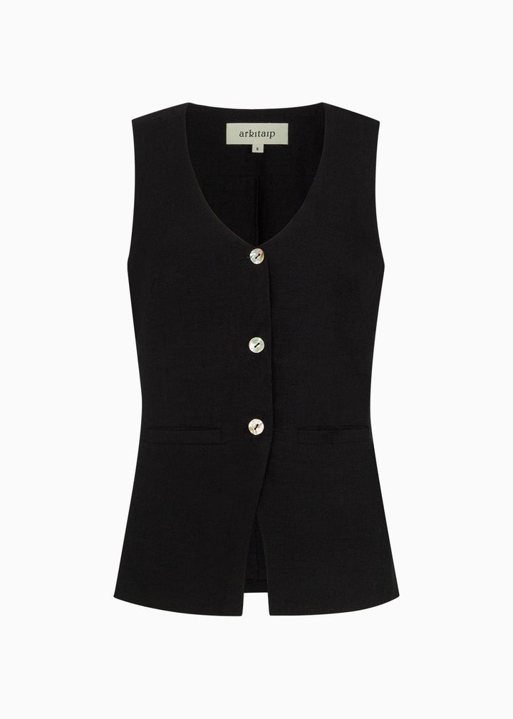 The Rosalie Buttoned Vest in black