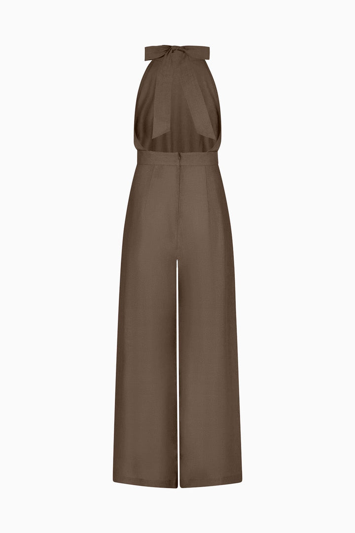 The Sofia Halterneck Jumpsuit in mocha