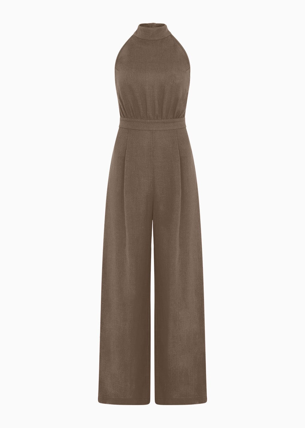 The Sofia Halterneck Jumpsuit in mocha