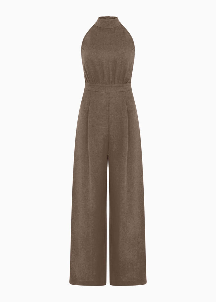 The Sofia Halterneck Jumpsuit in mocha