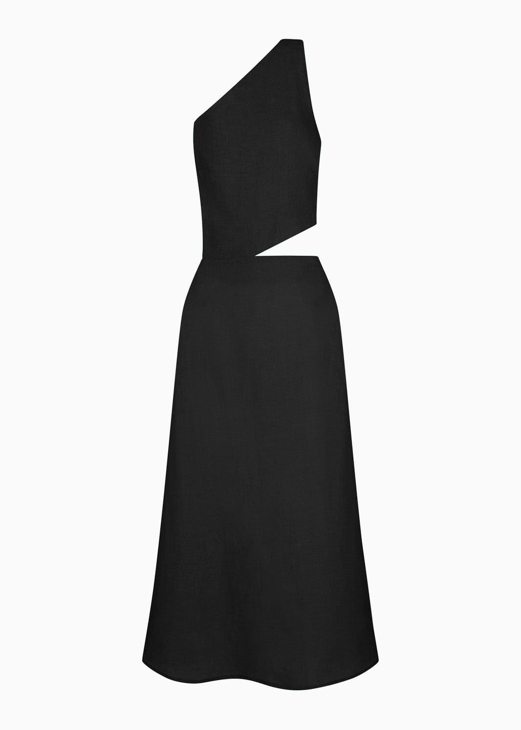 The Ava Asymmetric Maxi Dress in black