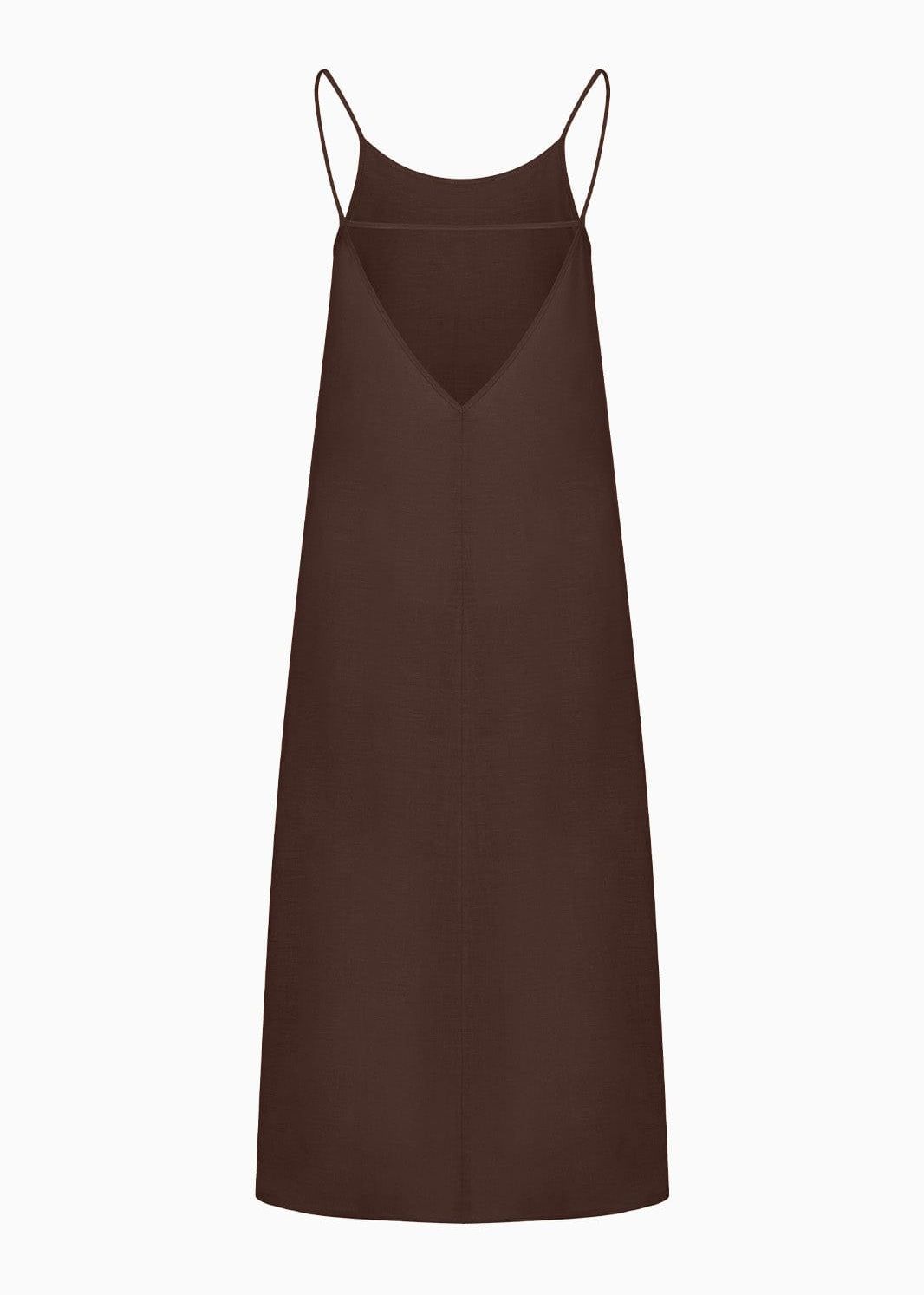 The Trude Linen Slip Dress in chocolate