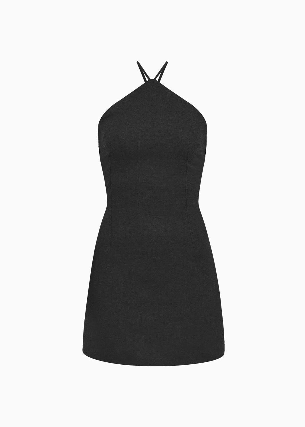 The Rita Mini Halterneck Dress in black