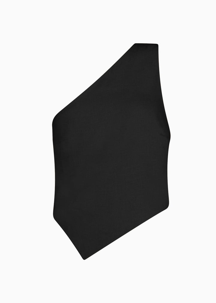 The Ava Asymmetric One-Shoulder Top in black