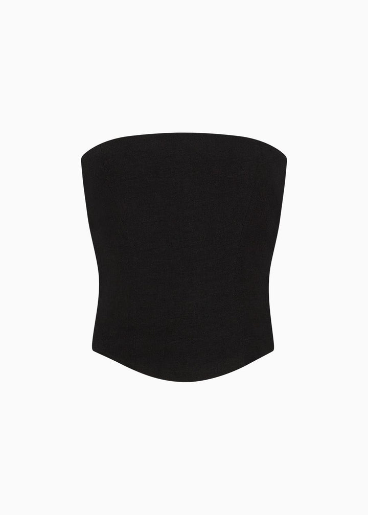 The Pippa Cropped Bandeau Bustier Top in black
