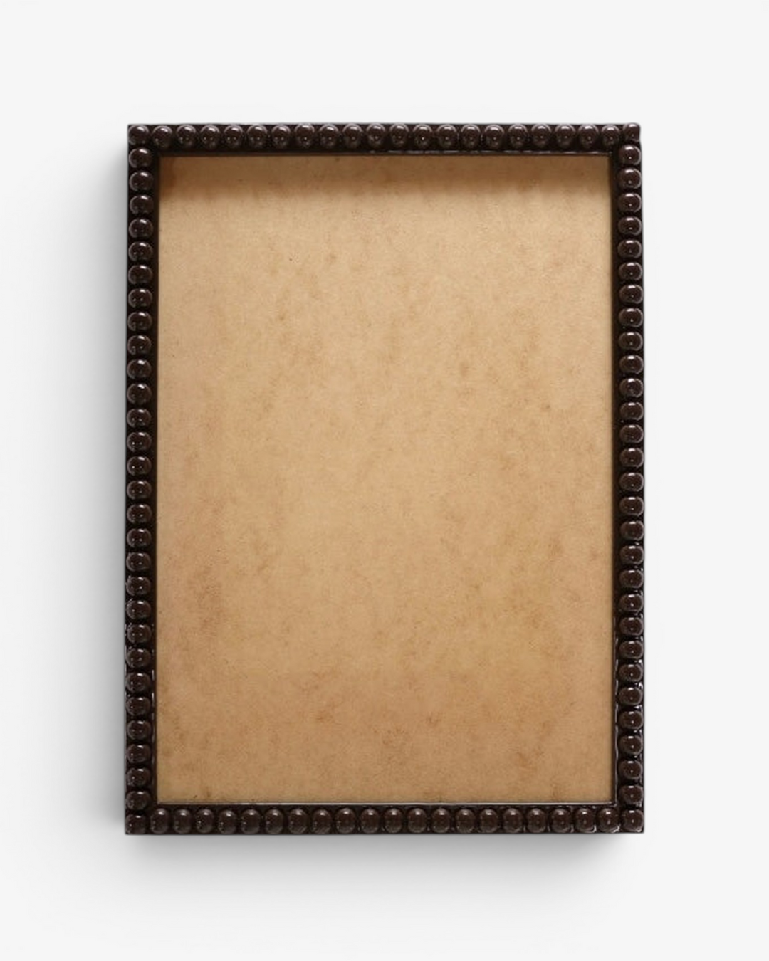 Decorative brown bobbin picture frame on a white background