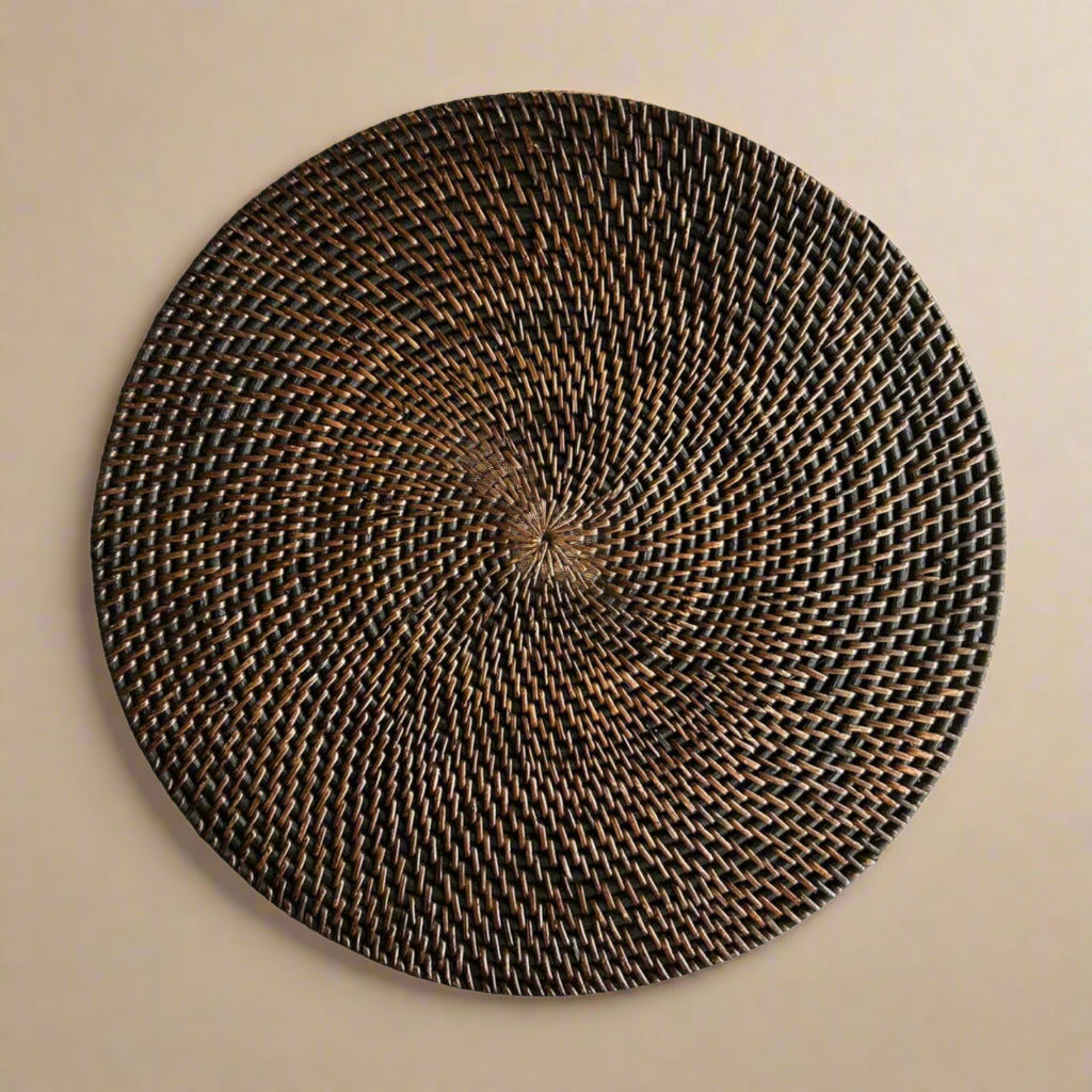 Round Rattan Charger Dark Brown