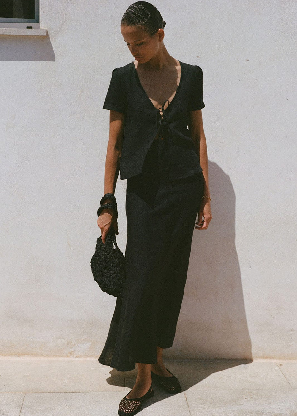 arkitaip Blouses The Laurene Tie Blouse in black