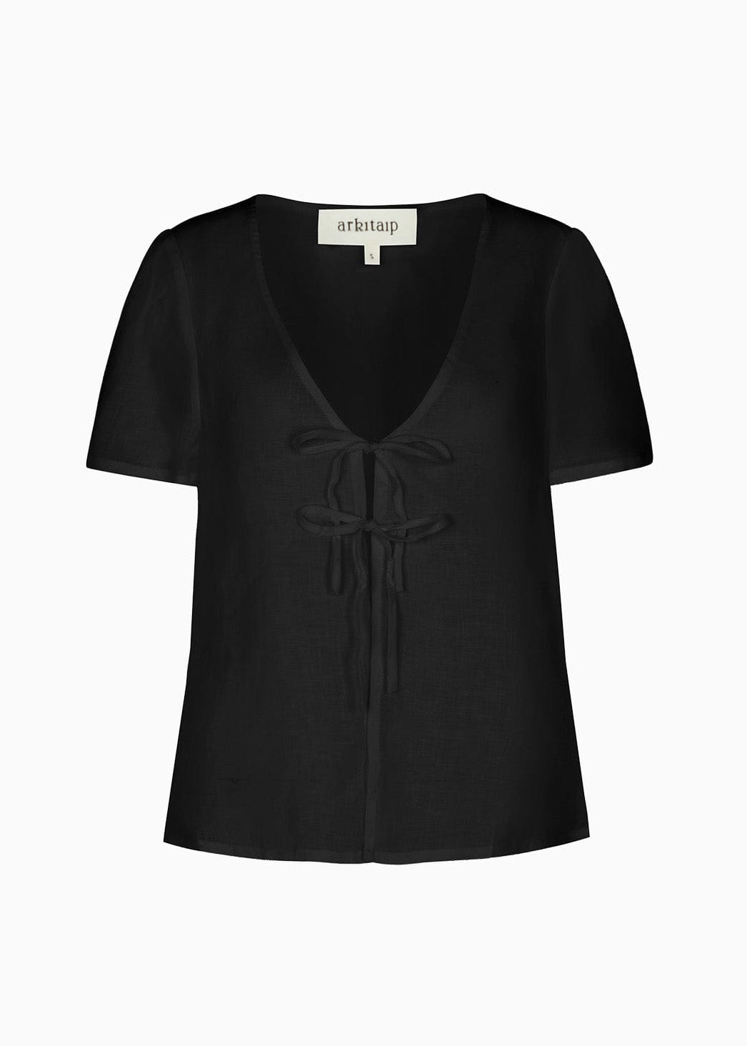 arkitaip Blouses The Laurene Tie Blouse in black