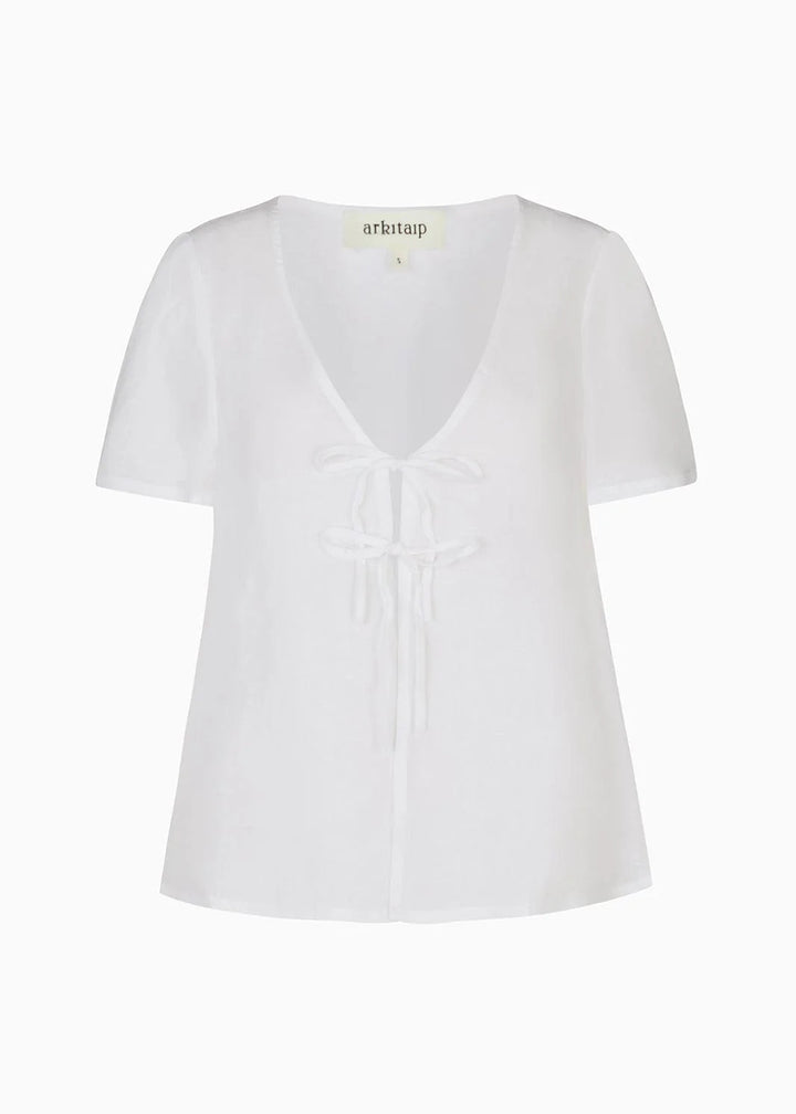 arkitaip Blouses The Laurene Tie Blouse in white
