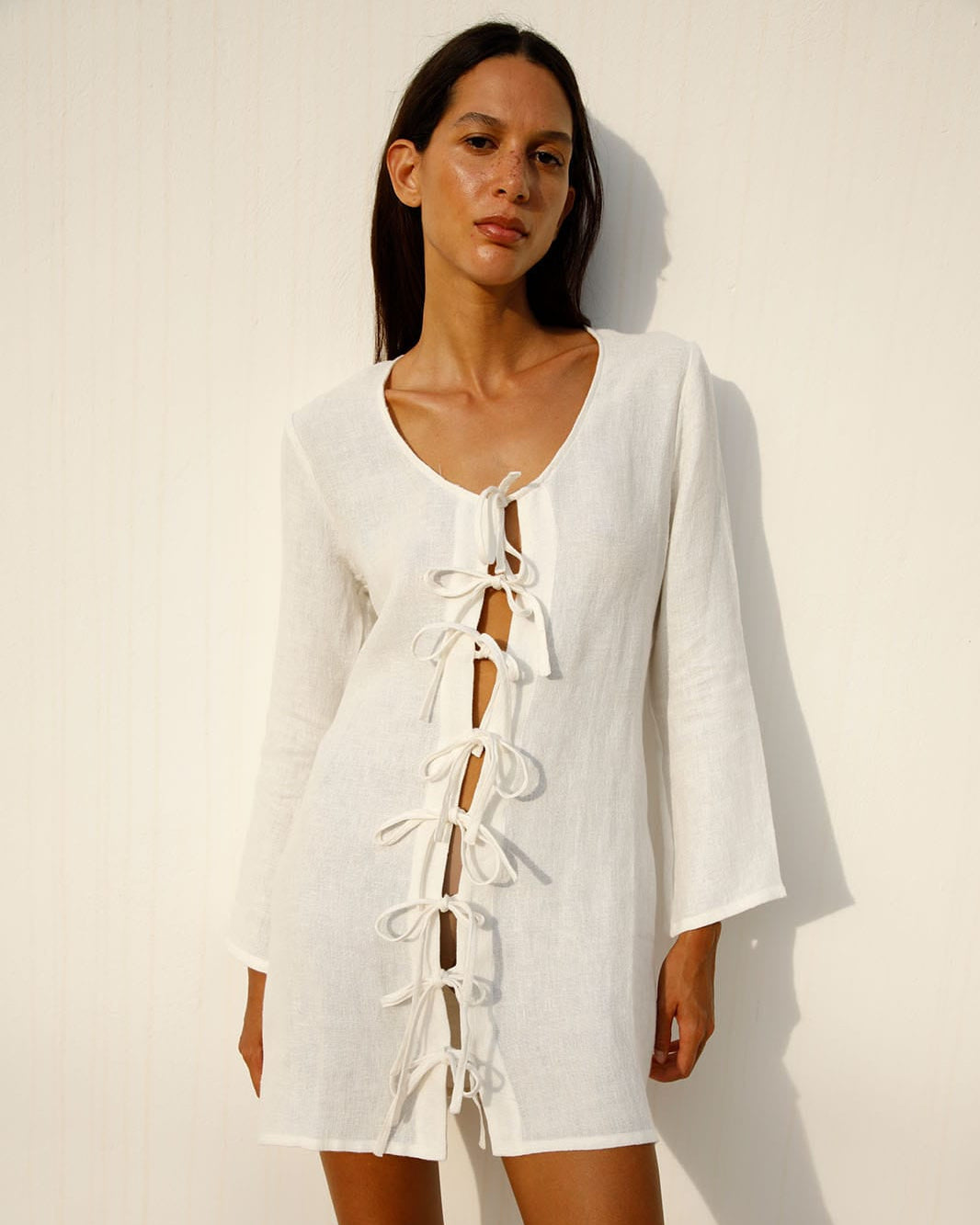 arkitaip Mini Dresses The Michi Mini Kaftan in off-white