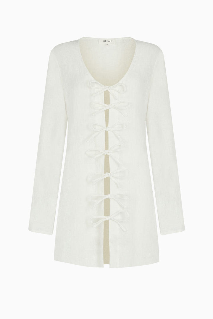 arkitaip Mini Dresses The Michi Mini Kaftan in off-white