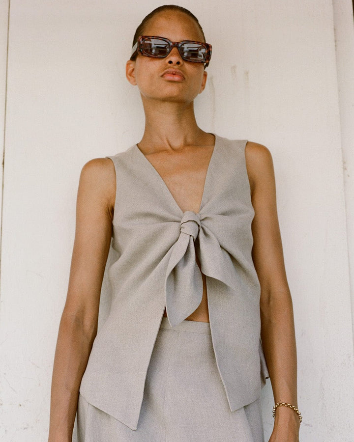 arkitaip The Lucia Tie Vest in oatmeal