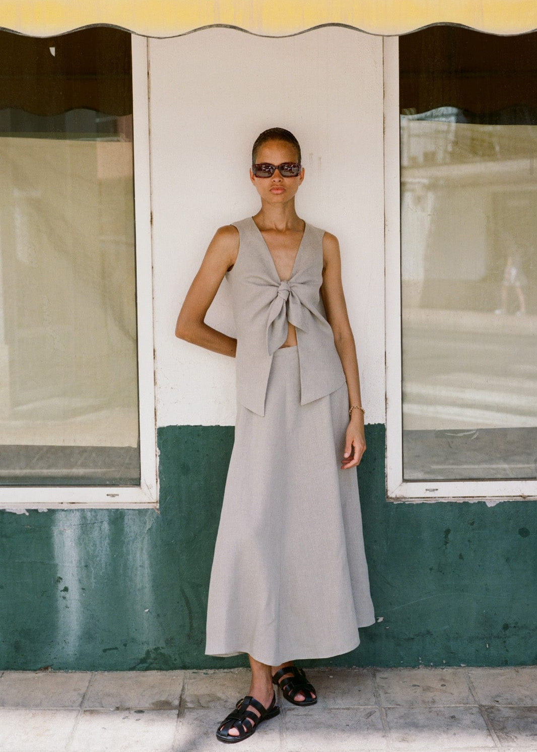 arkitaip The Lucia Tie Vest in oatmeal