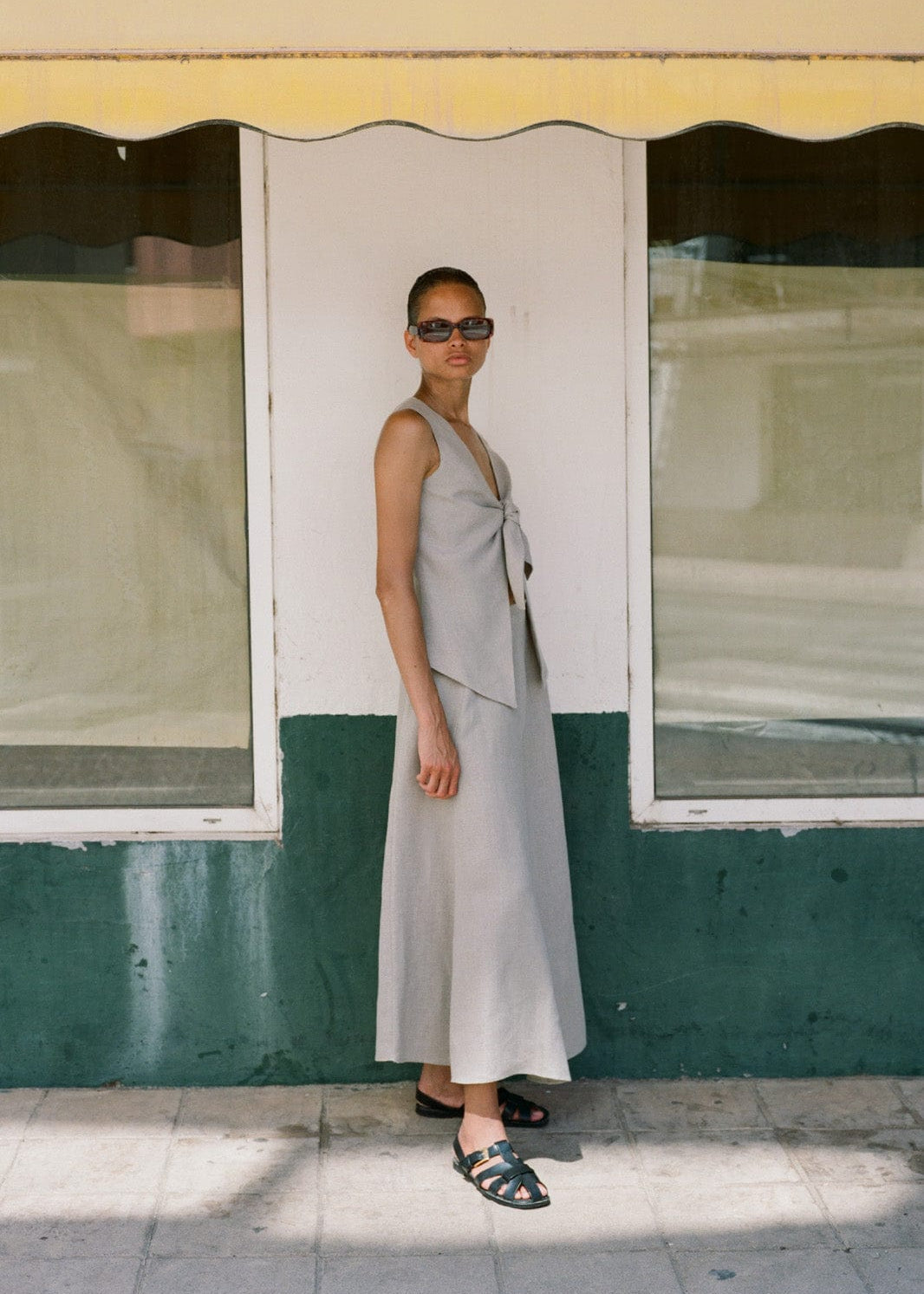 arkitaip The Lucia Tie Vest in oatmeal