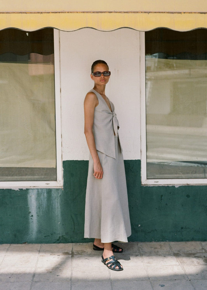 arkitaip The Lucia Tie Vest in oatmeal