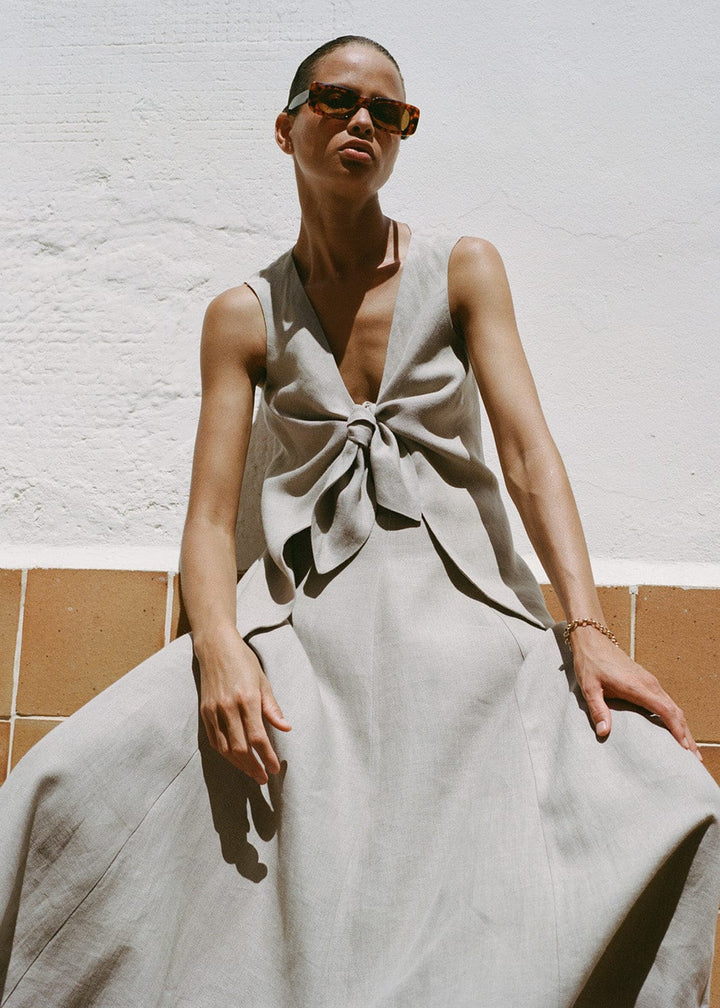 arkitaip The Lucia Tie Vest in oatmeal