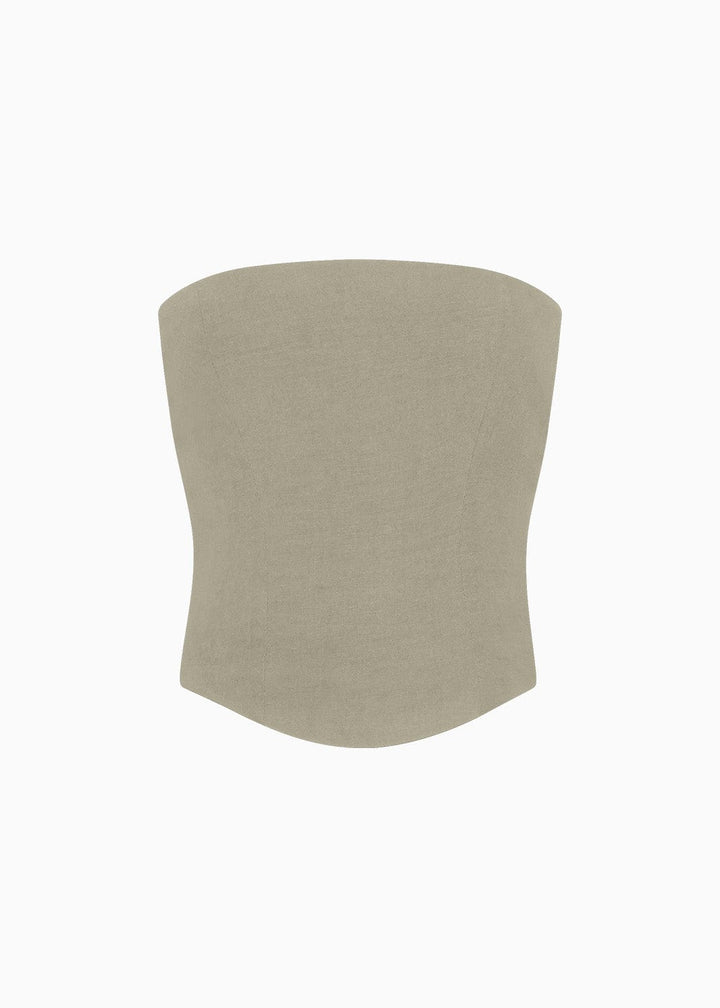Cropped bandeau bustier top in oatmeal