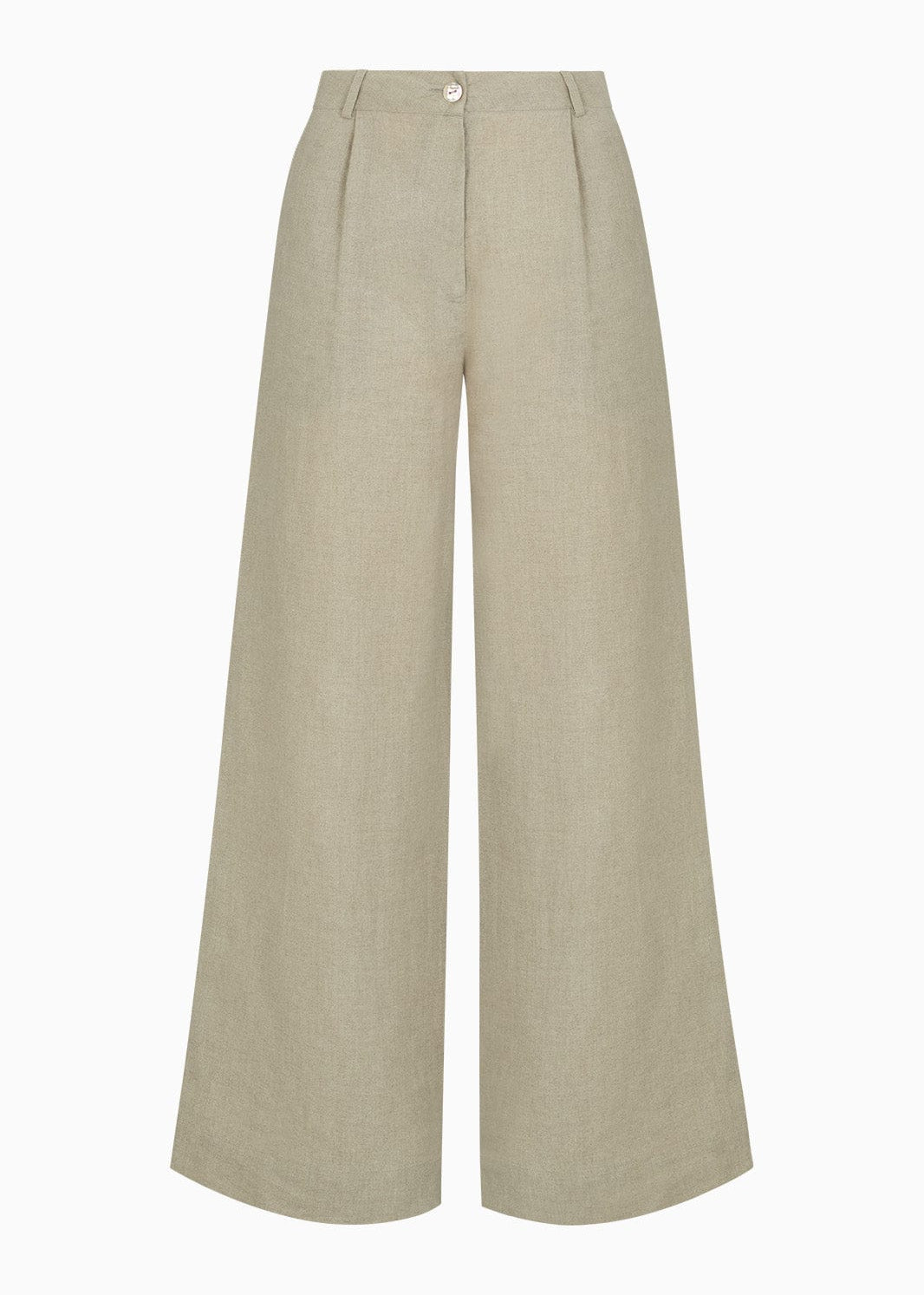 Light beige wide-leg pants on a white background