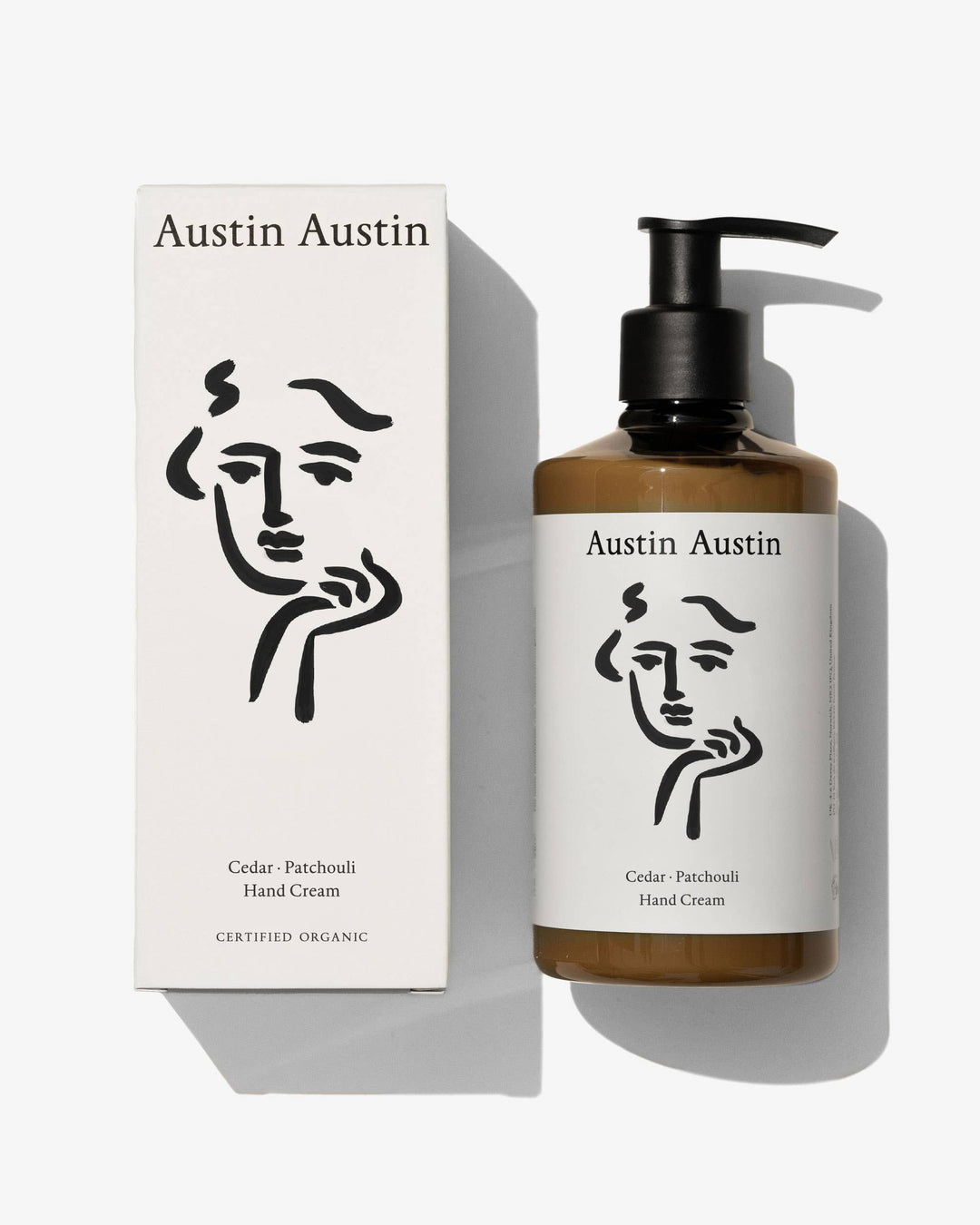Austin Austin hand cream bottle and packaging on a white background