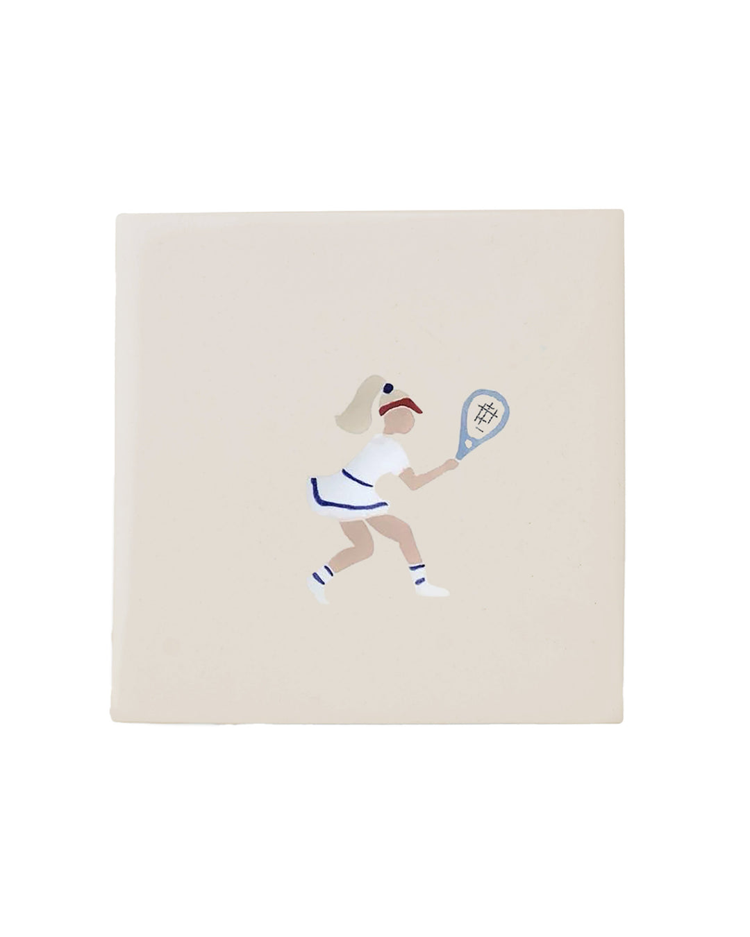 Tennis player illustration on a beige background