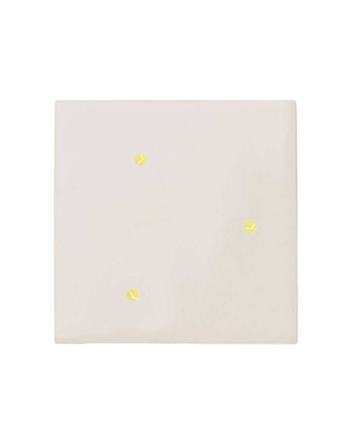 Three tennis balls illustration on a beige background