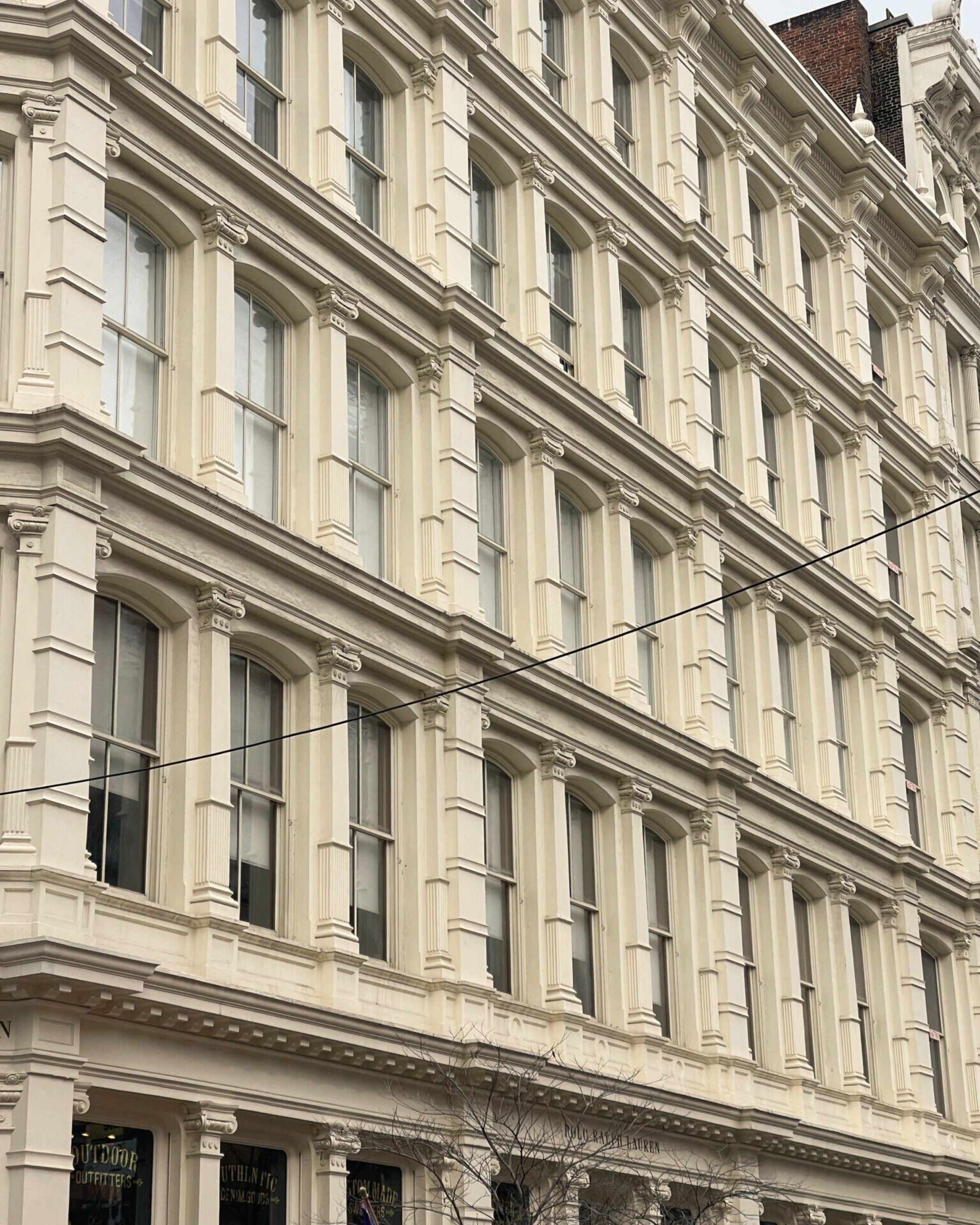 Facade of a historic building with multiple windows