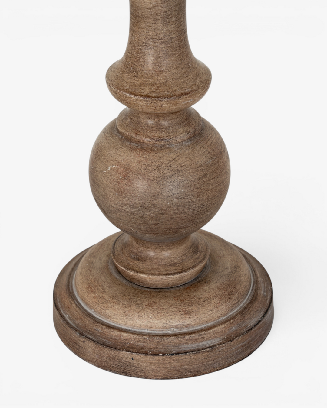 Close up of a wooden lamp base