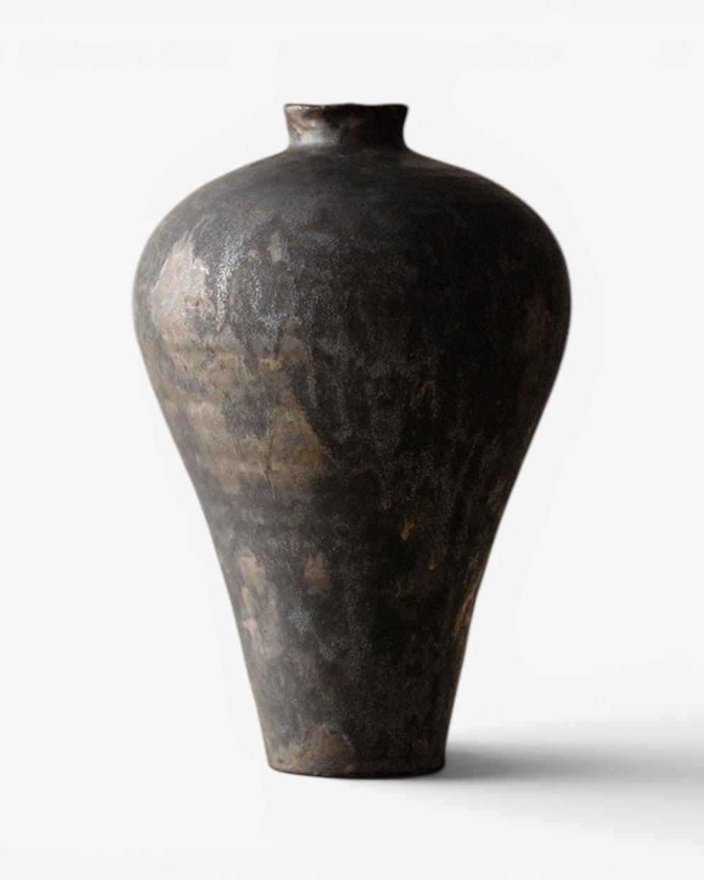 Black ceramic vase on a white background