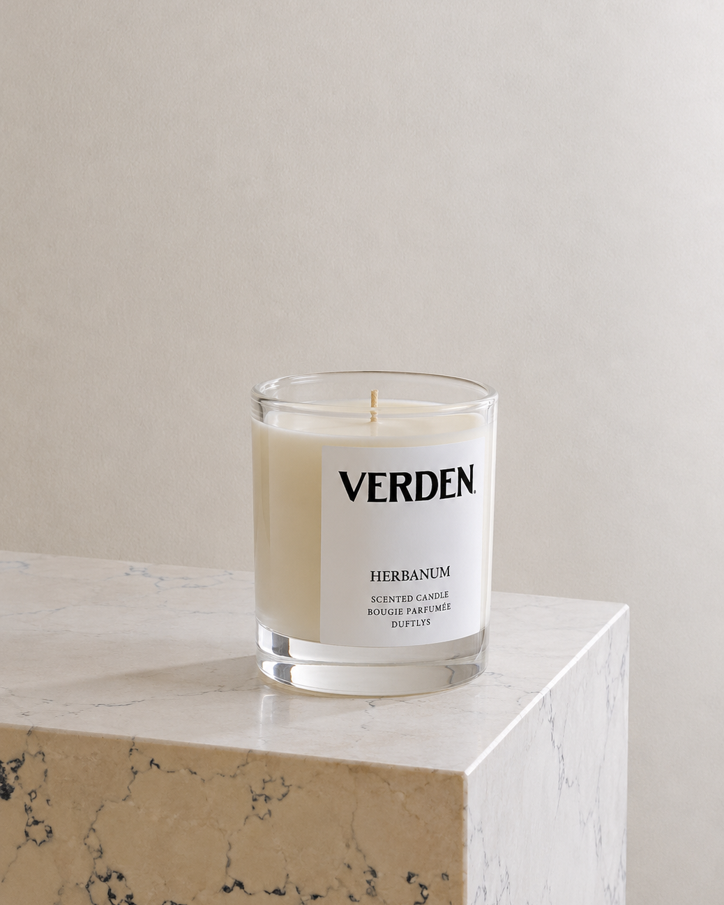 Verden candle on marble stand