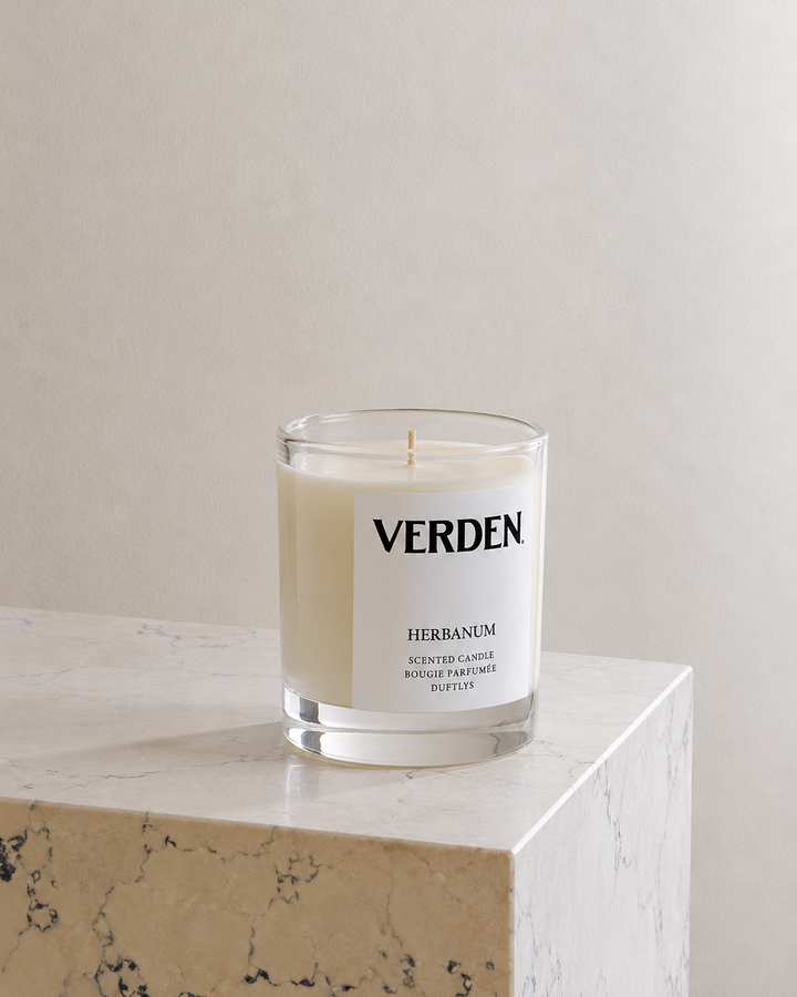 Verden candle on marble stand